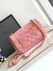 Chanel Mini-Sized Foldable Bag Tweed Gold Orange Pink 20cm - 3
