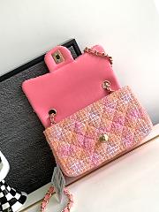 Chanel Mini-Sized Foldable Bag Tweed Gold Orange Pink 20cm - 2