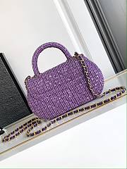 Chanel Small Bag With Handle Tweed Purple 20.5x11.5x5.5cm - 5