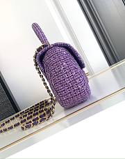 Chanel Small Bag With Handle Tweed Purple 20.5x11.5x5.5cm - 2