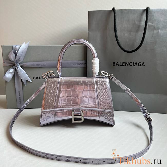 Balenciaga Hourglass Crocodile Light Purple Silver 23cm - 1