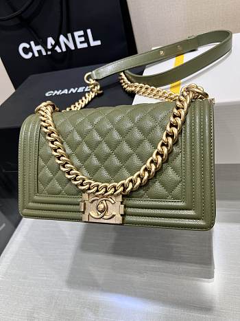 Chanel Leboy Bag Caviar Khaki Green Gold 25cm
