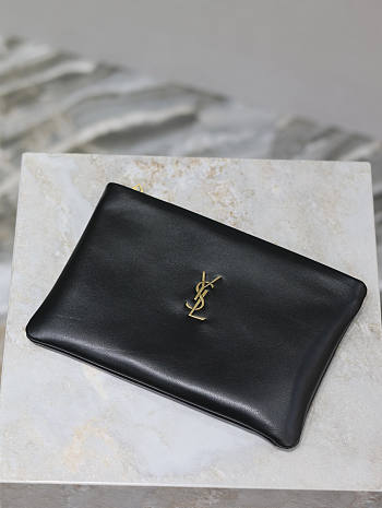 YSL Calypso Small Pouch In Lambskin Black 26x14x7cm