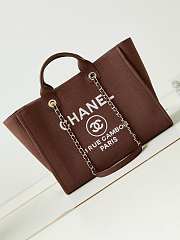 Chanel Shopping Tote Bag Canvas Brown 38x22x13cm - 1