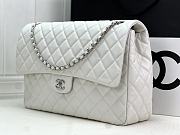 Chanel Large Flap Bag White Caviar Silver 38x27x12cm - 5