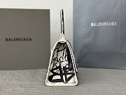 Balenciaga Hourglass Small Handbag White Graffiti Printed Bag 23x10x24cm - 6