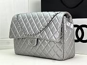 Chanel Large Flap Bag Silver Lambskin Silver Hardware 38x27x12cm - 5