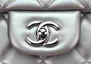 Chanel Large Flap Bag Silver Lambskin Silver Hardware 38x27x12cm - 4