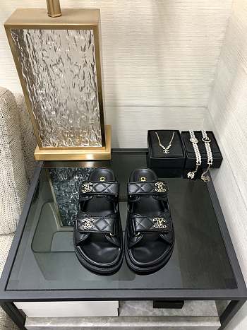 Chanel Black Gold Slipper