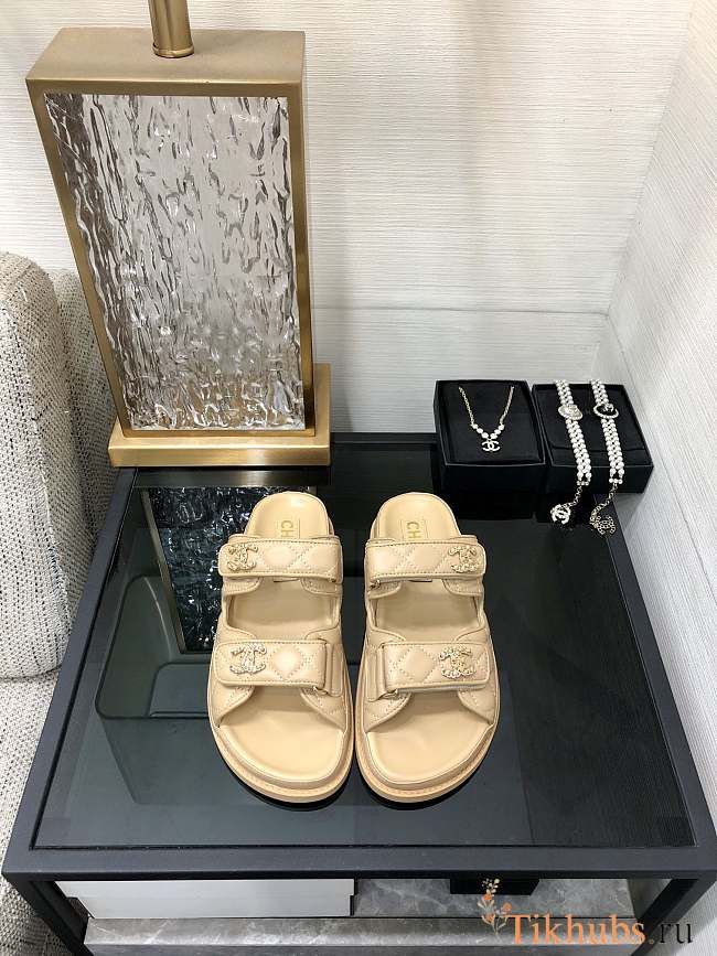 Chanel Beige Gold Slipper - 1