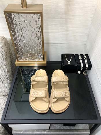 Chanel Beige Gold Slipper