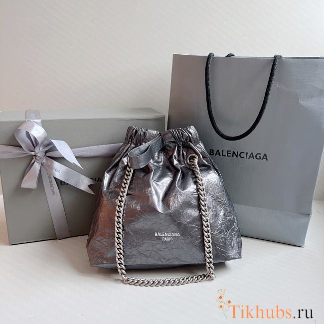 Balenciaga Crush Tote Bag Dark Grey Metallized 27x10x32cm - 1