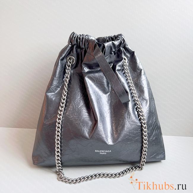 Balenciaga Medium Crush Tote Bag Dark Grey Metallized 39x14x46cm - 1