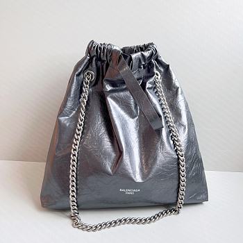 Balenciaga Medium Crush Tote Bag Dark Grey Metallized 39x14x46cm