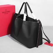Valentino Garavani Rockstud Calfskin Tote Bag Black 41x25x18cm - 5