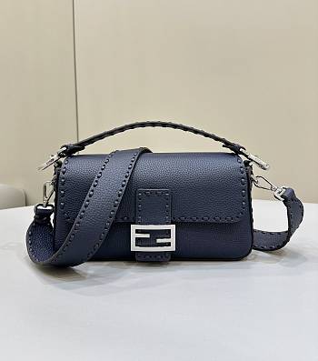 Fendi Baguette Midnight Blue Selleria Bag 27x15x6cm