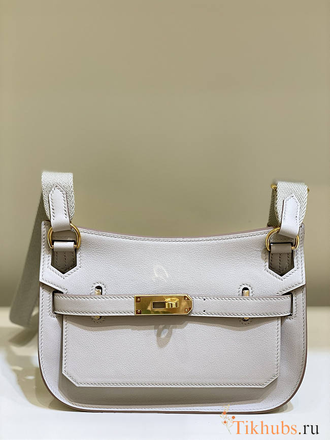 Hermes Mini Jypsiere Crossbody Bag White Gold 23 x 17 x 9 cm - 1