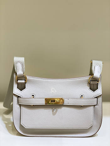 Hermes Mini Jypsiere Crossbody Bag White Gold 23 x 17 x 9 cm