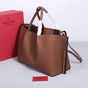 Valentino Garavani Rockstud Calfskin Tote Bag Brown 41x25x18cm - 6