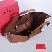 Valentino Garavani Rockstud Calfskin Tote Bag Brown 41x25x18cm - 5