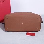 Valentino Garavani Rockstud Calfskin Tote Bag Brown 41x25x18cm - 4