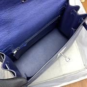 Hermes Kelly Bag Navy Blue Silver Ostrich Leather 28cm - 4