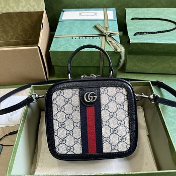 Gucci Ophidia Mini Top Handle Bag Beige Blue 17x16.5x9.5cm