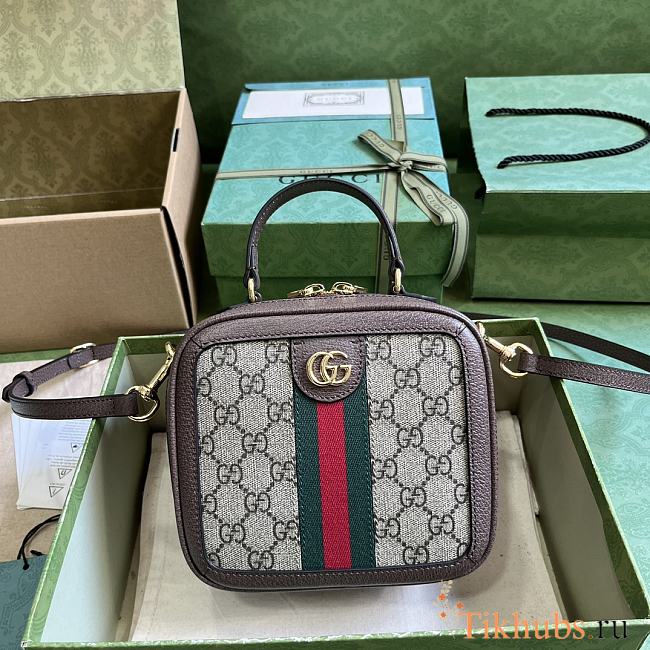 Gucci Ophidia Mini Top Handle Bag Beige Ebony 17x16.5x9.5cm - 1