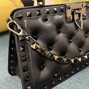 Valentino Rockstud Leather Top-Handle Bag Black 28x14x8cm - 3