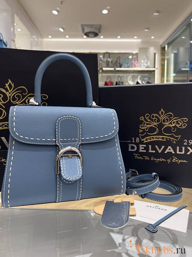 Delvaux Brillant PM Surpiqué Blue 24x12x19cm - 1