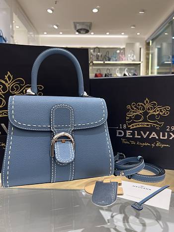 Delvaux Brillant PM Surpiqué Blue 24x12x19cm