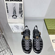 Gucci Rubber Buckle Strap Sandals Black - 1