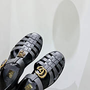 Gucci Rubber Buckle Strap Sandals Black - 5