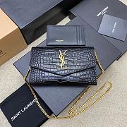 YSL Uptown Chain Wallet Crocodile Black Gold 19x12x4cm - 1