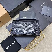 YSL Uptown Chain Wallet Crocodile Black Gold 19x12x4cm - 2