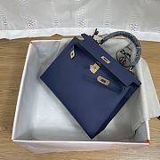 Hermes 25 Kelly Bag Navy Blue Gold Epsom 25cm - 5