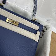 Hermes 25 Kelly Bag Navy Blue Gold Epsom 25cm - 4