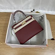 Hermes 25 Kelly Bag Red Wine Gold Epsom 25cm - 1