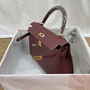 Hermes 25 Kelly Bag Red Wine Gold Epsom 25cm - 6