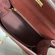 Hermes 25 Kelly Bag Red Wine Gold Epsom 25cm - 5