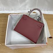 Hermes 25 Kelly Bag Red Wine Gold Epsom 25cm - 4