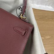 Hermes 25 Kelly Bag Red Wine Gold Epsom 25cm - 2