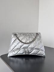 Balenciaga Crush Quilted Shoulder Bag Calfskin Silver 31x20x12cm - 1