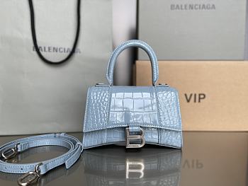 Balenciaga Hourglass Crocodile Blue 19cm