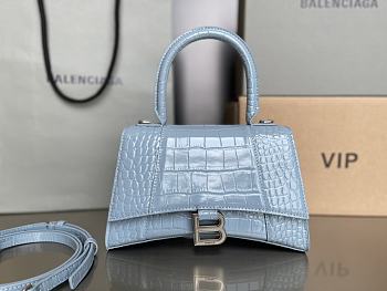 Balenciaga Hourglass Crocodile Blue 23cm