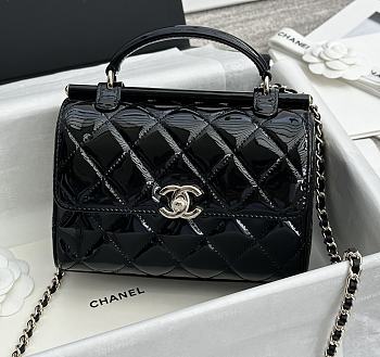 Chanel Small Box Bag Patent Calfskin Gold Black 18x13x8.5cm