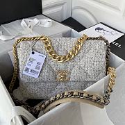 Chanel 19 Large Tweed Light Grey 30cm - 1