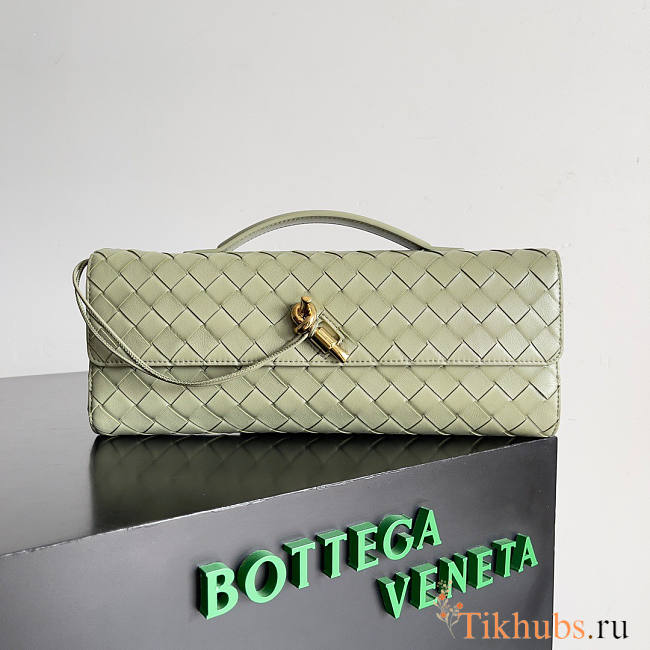 Bottega Veneta Long Clutch Andiamo With Handle Green 31x13x3cm - 1