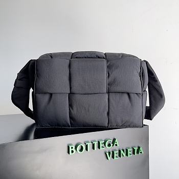 Bottega Veneta Padded Tech Cassette Woven Shoulder Bag Black 38x11x24cm