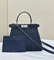 Fendi Peekaboo Iseeu Petite Midnight Blue Woven Leather 33x12x25cm - 1